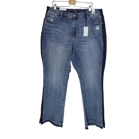 JUDY BLUE Side Seam Surprise High Waist Straight Leg Jeans Size 24W - Picture 1 of 11
